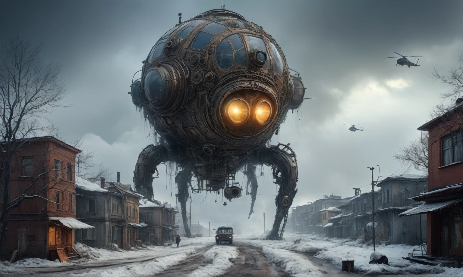 insane pilot from USSR , camouflage Rusty, after a psychiatric clinic,winter,intricate landscape,slate grey atmosphere,film grain,faded,eyes extremely detailed,another world,view from height,once pretty face,eyebrow up,full body shot,ominous landscape, Simon Stalenhag,Nicola Samori,full body shot,beggar paladium The Alien Entity,Technicolor,natural skin textures, hyper realism, hyper detailed,Extremely detailed,High contrast,Masterpiece,Realistic,Ultra Detailed, intricate details,realistic humid leather,extremly intricate,Epic Realistic, cinematic style,irina yermolova,high contrast,hdr,extremely detailed, deep night landscape,masterpiece,intricate details,faded,eyes extremely detailed, high detailed eyes,8k resolution,RAW,retina, Nikon Z9,China,tkt style, transition between two art styles, Ink painting to photorealism, Double contact, X-ray, Creative, vivid light, masterpiece, fantasy, Abstract Surrealism, super detailed, high resolution, stop:35;Her skin is pale, almost translucent,ancient rock,a hot air soars through the layers of clouds, revealing a colossal and enigmatic cityscape nestled within. The buildings in this ethereal city are adorned with intricate details and exude an aura of mystery. Above the cityscape, lend an enchanting touch to the scene. steampunk. The intricate mechanics create a sense of wonder and fascination, as if stepping into a dreamlike realism,Marta Bevacqua, Ellen Jewett, Kawacy, Katsuya Terada, Carne Griffiths