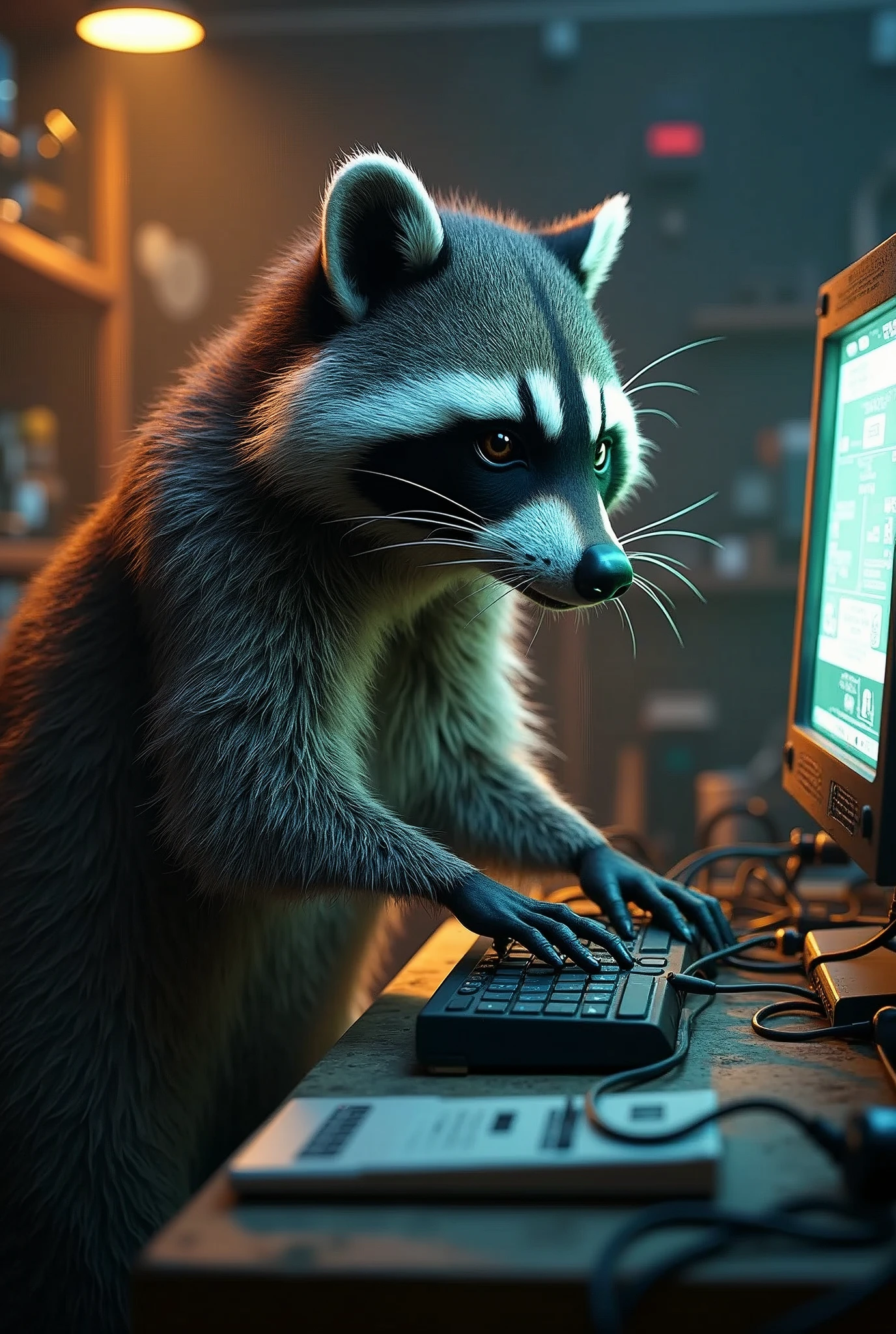 Generate an image of a racoon using computer to program