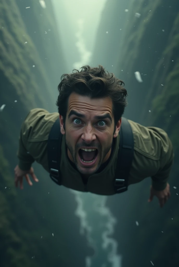 a man falling from a high place, 1 man, dramatic pose, cinematic lighting, realistic, photorealistic, photo-realistic:1.37, ultra-detailed, (best quality,4k,8k,highres,masterpiece:1.2),beautiful detailed eyes,beautiful detailed lips,extremely detailed eyes and face,longeyelashes,action,motion blur,aerial view,aerial perspective,dramatic lighting,moody lighting,dramatic shadows,cinematic composition,stunning,epic,breathtaking