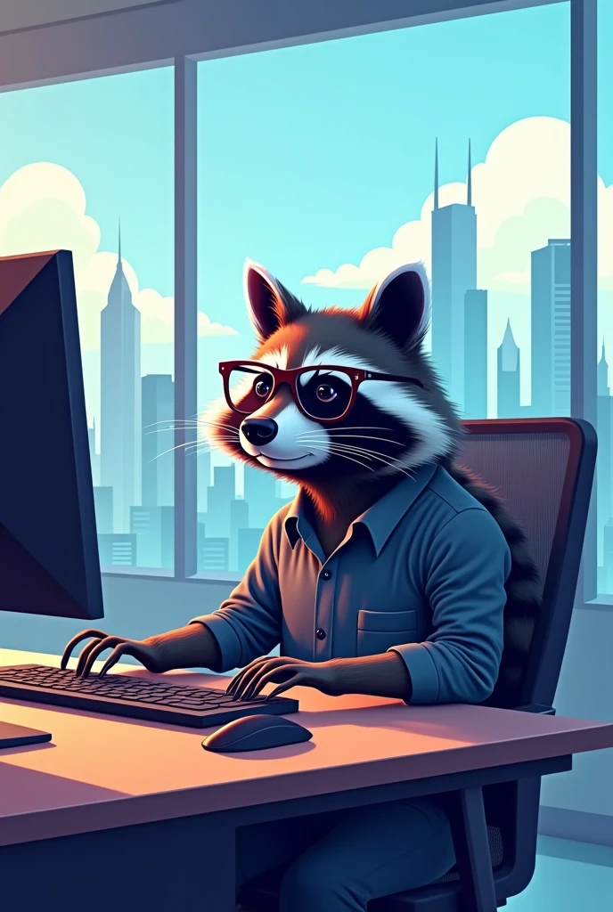 Generate an image of a racoon using computer to program