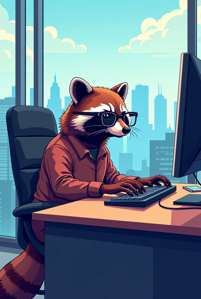 Generate an image of a racoon using computer to program