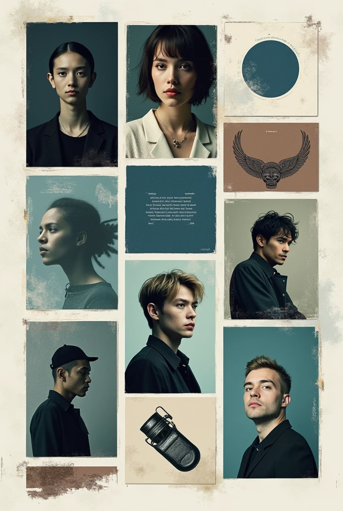 you can generate a moodboard of music in general it can be album covers, Artists, instruments etc.. that is something of cool tones and that has the color palette, that looks organized and elegant but at the same time somewhat under 