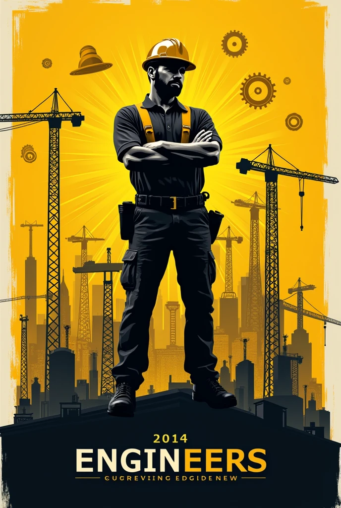 Engineer and Engineer's Day poster , colors to use black and yellow