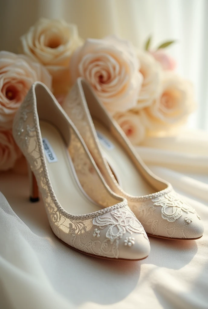 Delicate vintage-style bridal shoes
