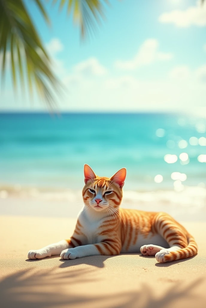 cat on the beach