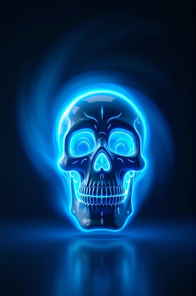 bright blue spinning skull that is small in the center and with a black background