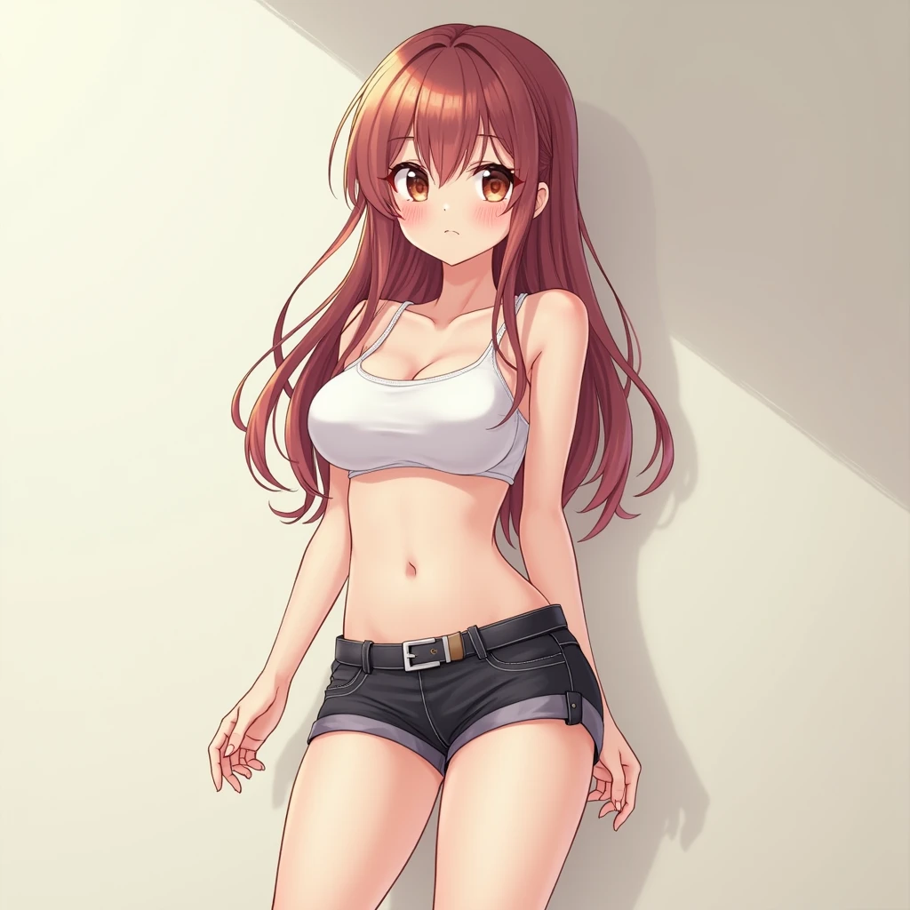 Anime girl pee in her shorts