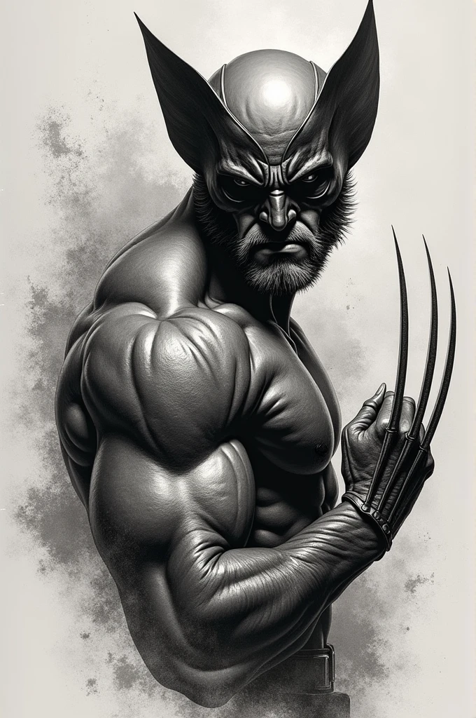 Create a Wolverine tattoo on the front arm without coloring it