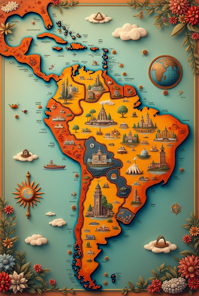 generate me the image of a world , Venezuelan decorated , That is, like a world map