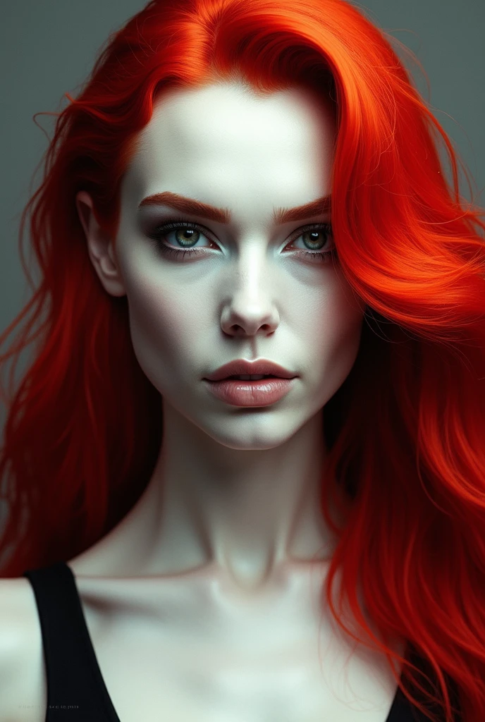 Dominant white, red-haired woman with wavy hair 