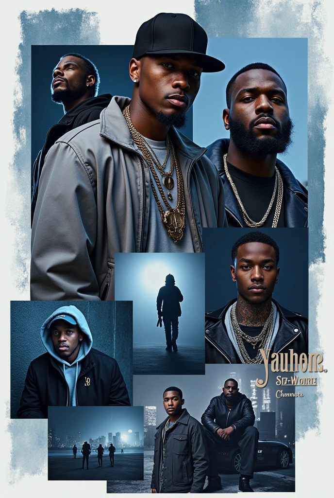 you can generate a moodboard of music in general it can be album covers, Artists, instruments etc.. that is something of cool tones and that has the color palette, that it looks neat and elegant but at the same time something under rap and hip hop style