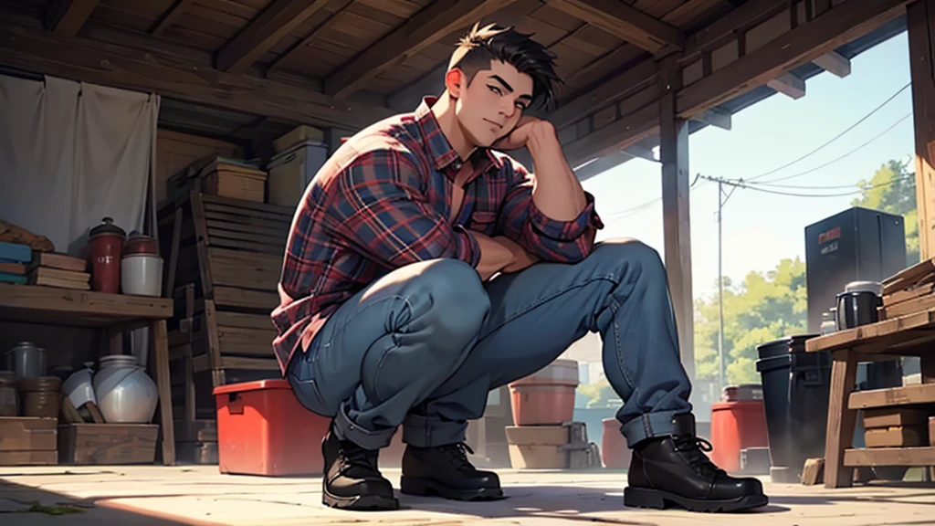 Yeah, that'd be nice. Thank you. Well, my main (and probably only) OC is probably Ryan. He's an asian male that stands at 5'5"ft, 242lbs. Has a chubby build with a bit of muscle, ebony smart cut hair, warm brown eyes. And mostly dresses up in casual attire, red or blue plaid shirt, baggy jeans, old work boots.
