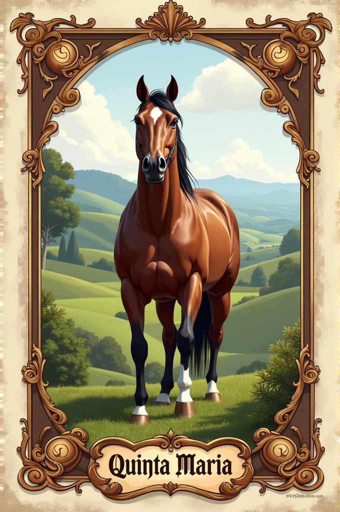 An image of the border of a horse that inside says the breeding farm Quinta Maria