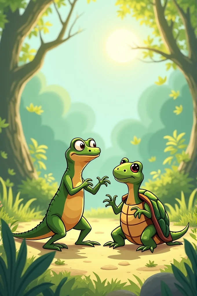A lizard and a turtle in a cartoon