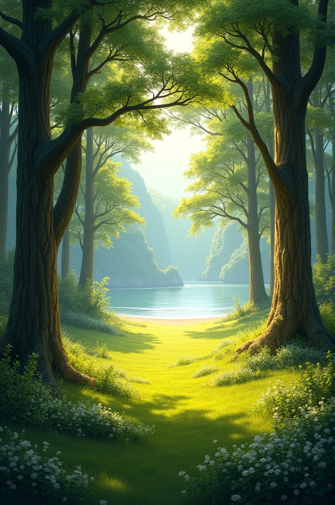Clearing in the Forest:

Dimensions: Approximately 70 meters long.
Location: The clearing is about 10 meters from the beach's waterline.
enviroment:

Area around the clearing: Surrounded by many trees, forming a natural border.
A clearing: A stretch of grass connecting the clearing to the beach, no trees in this area.