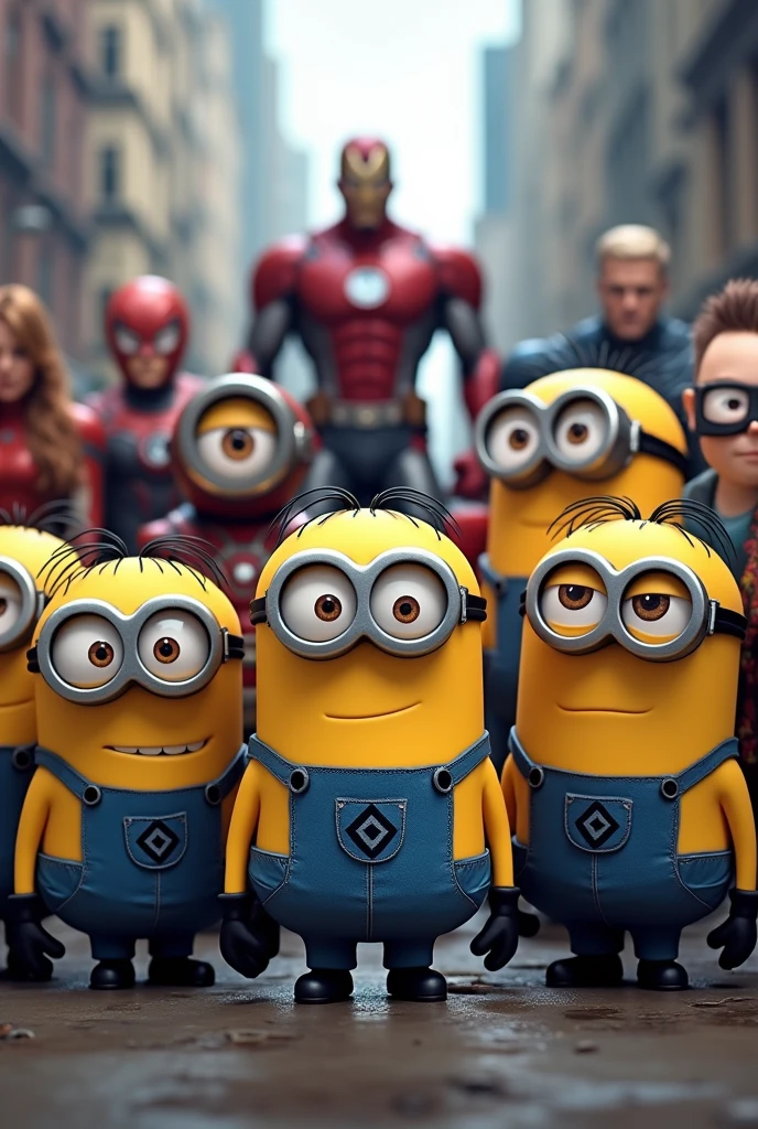 Minions in the style of Avengers Assemble
