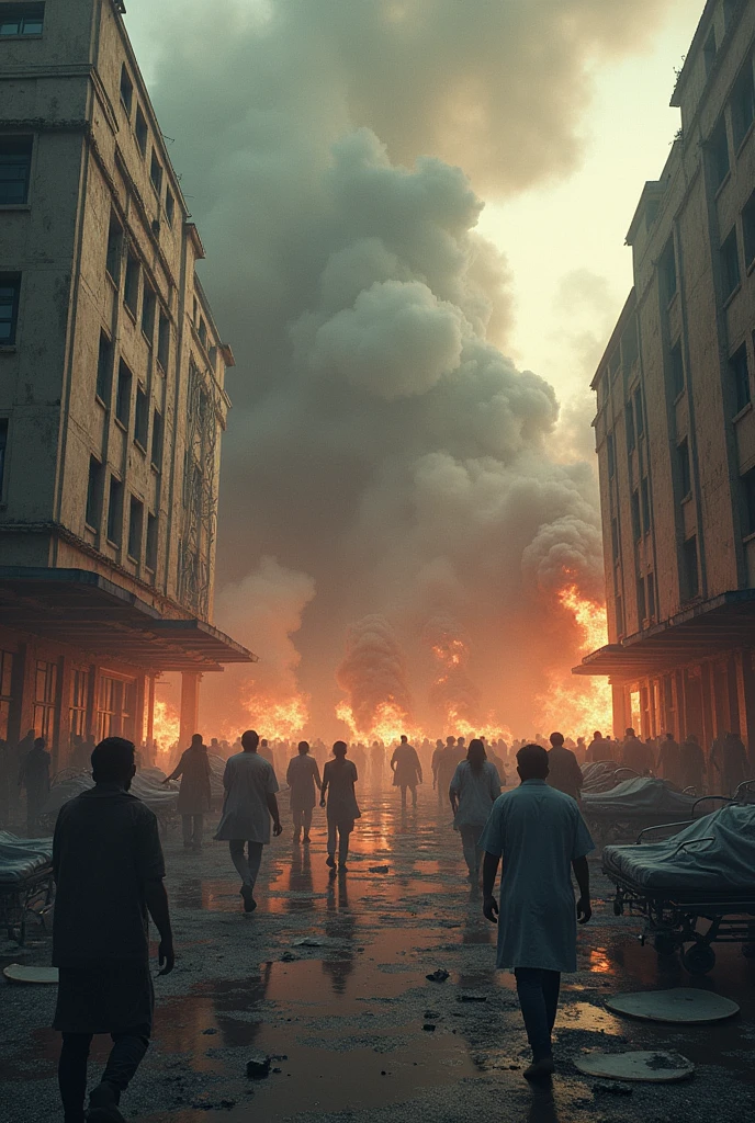 Hospital under attack by bombs fire
