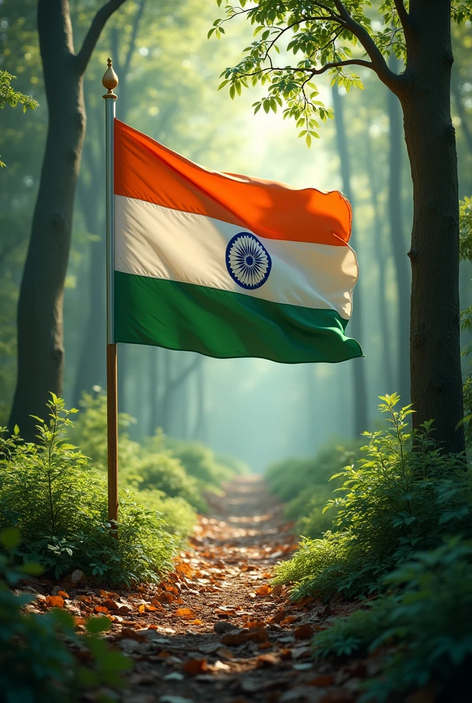 Indian flag off on forest