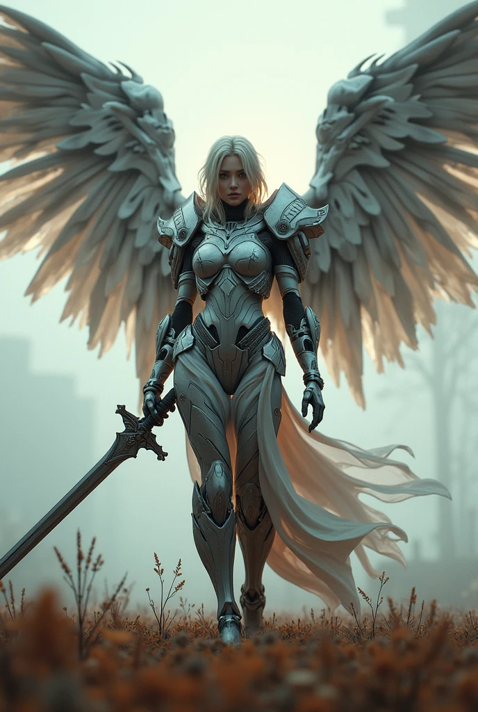 archangel lucifer,war effect,REAL - style image of a woman with a sword in a field, cyberpunk art inspired by Leng Mei, cgsociety contest winner, fantasy art, beautiful Mistresses angel girl, angel knight girl, as a mystical valkyrie, battle angel, angel in sexy bondage armor, mechanized valkyrie girl, unreal engine 4k wallpaper, wraith from apex legends, epic angel 8 wings