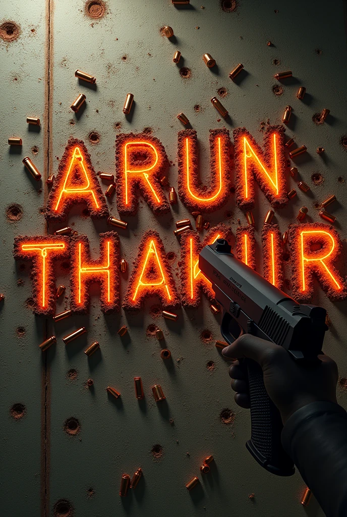 Arun thakur ka naam likho Bandook se aur goliyon se piche ki deewar goliyon se Bhari honi chahie