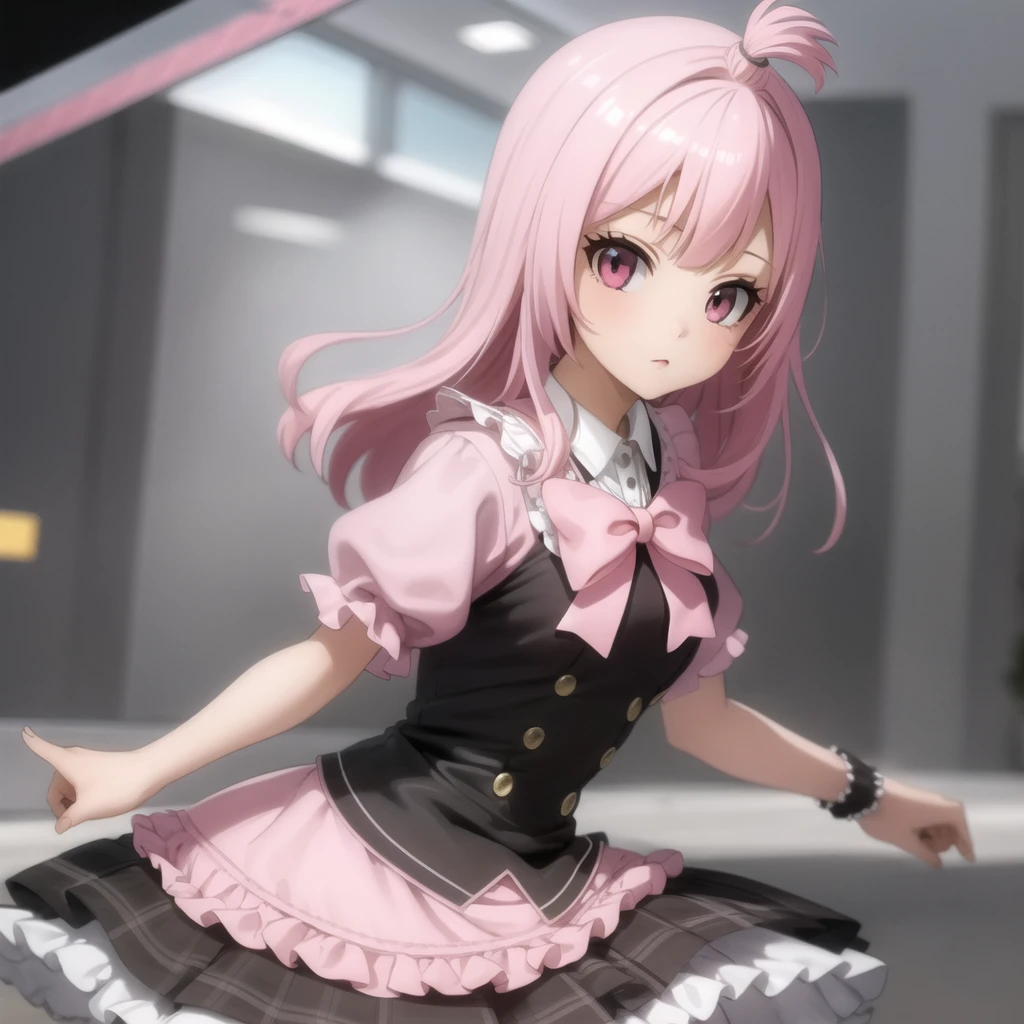 Super cute girl wearing a lolita dress,Pink Hair. 8K ultra-high quality, Fine texture, Pure white background.