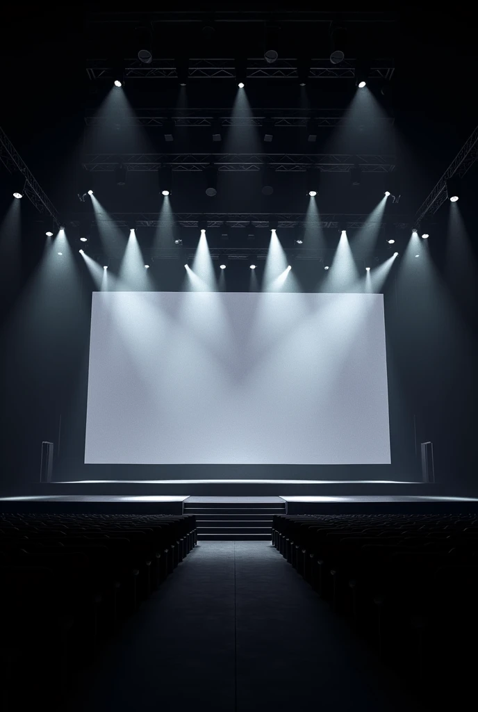 concert stage, big led screen, black and white spot light, no people on stage, a text that says “cuz you're my favOriTe”, expensive screen with lots of pixel, more expensive screen