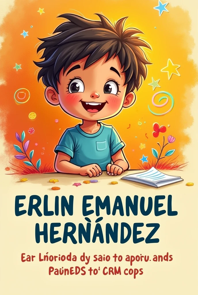 Create a cover with the name ERLIN EMANUEL HERNÁNDEZ and put a drawing for a 