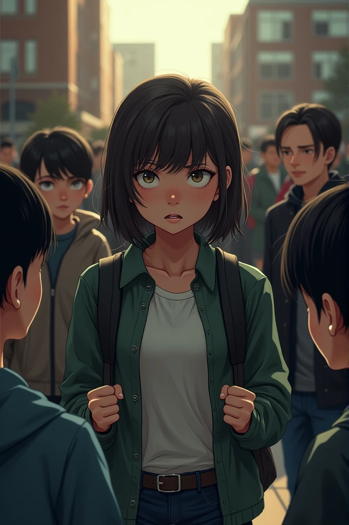 A high school girl being harassed.