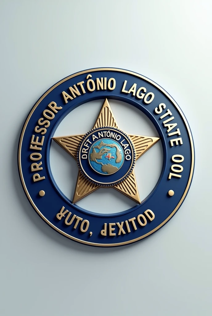 Logo with a federal police symbol written inside the Professor Antônio Lago State School 60 years in 3D