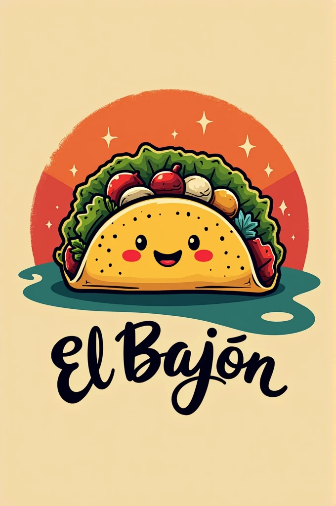 Logo of a taco shop called El Bajón with un-Mexican colors
