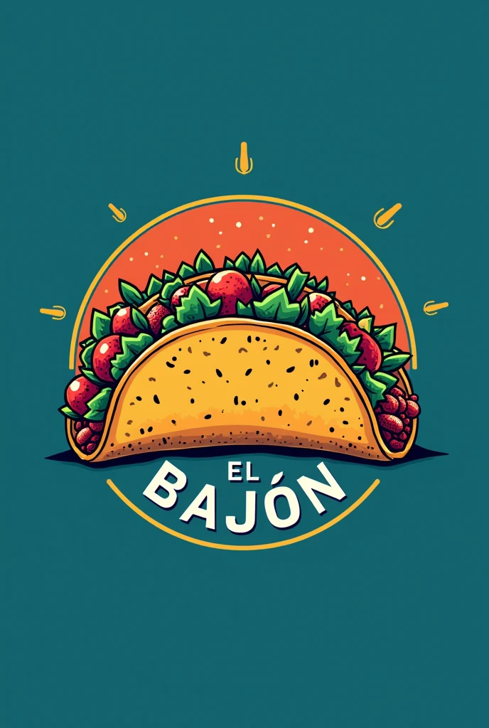 Logo for a taqueria called El Bajón with a blue background