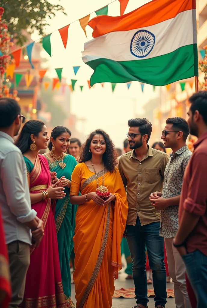 Make a photo greeting everyone Happy 78th indian independence day and write "BY HUMSAFAR" in the photo