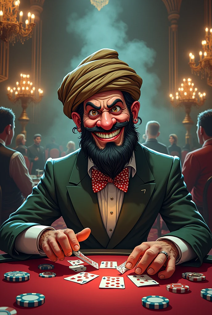 Cartoon terrorist gambling