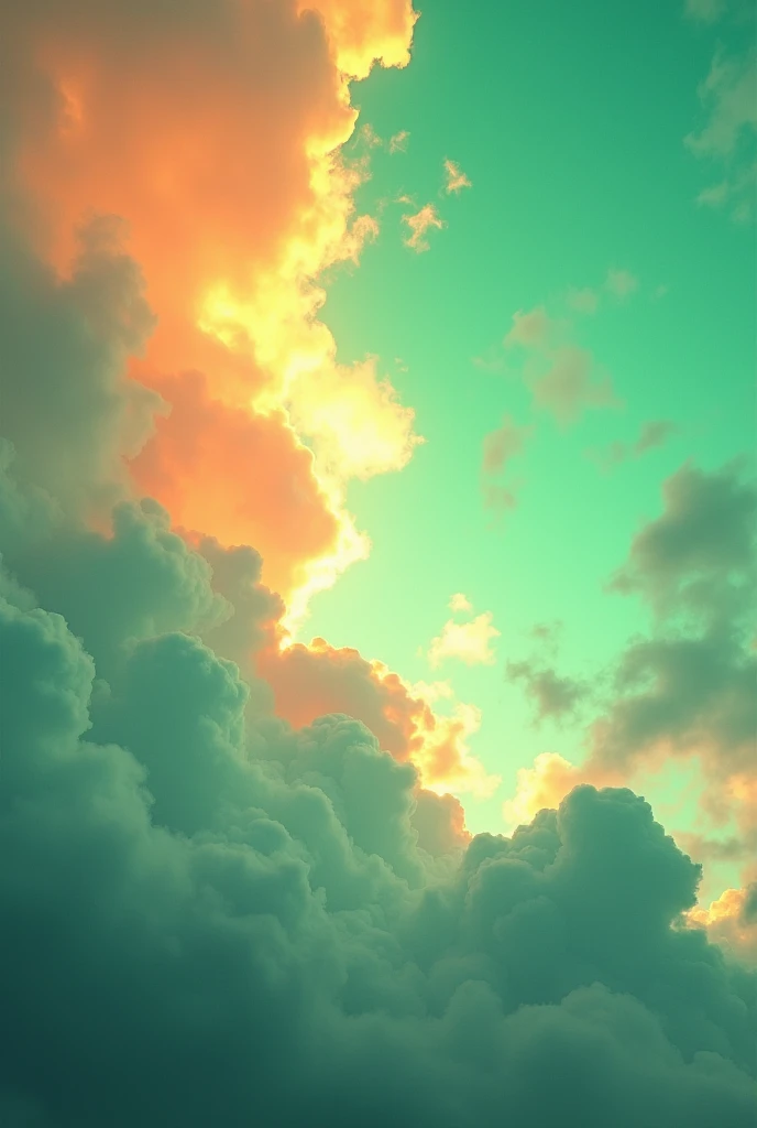 Sky colour with green orange and white