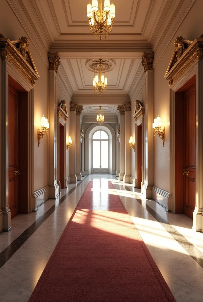 Empty hallway of a luxurious school office
