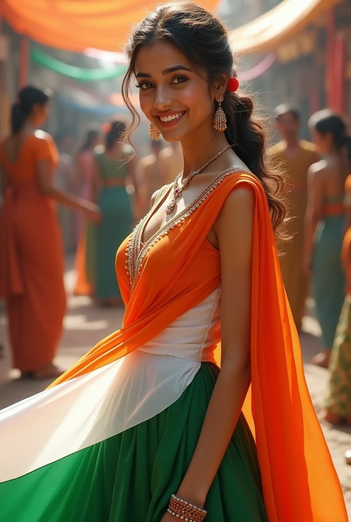 Wear an Indian flag dress
