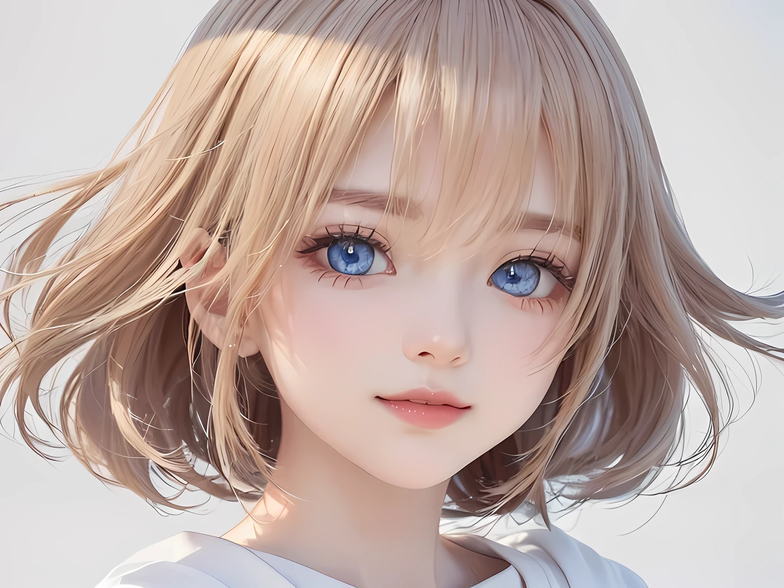 anime girl with blonde hair and blue eyes posing for a picture, photorealistic anime girl render, cute natural anime face, kawaii realistic portrait, render of a cute 3d anime girl, smooth anime cg art, 3 d anime realistic, realistic anime 3 d style, detailed anime soft face, photorealistic anime, realistic young anime girl, high detailed face anime, beautiful anime face