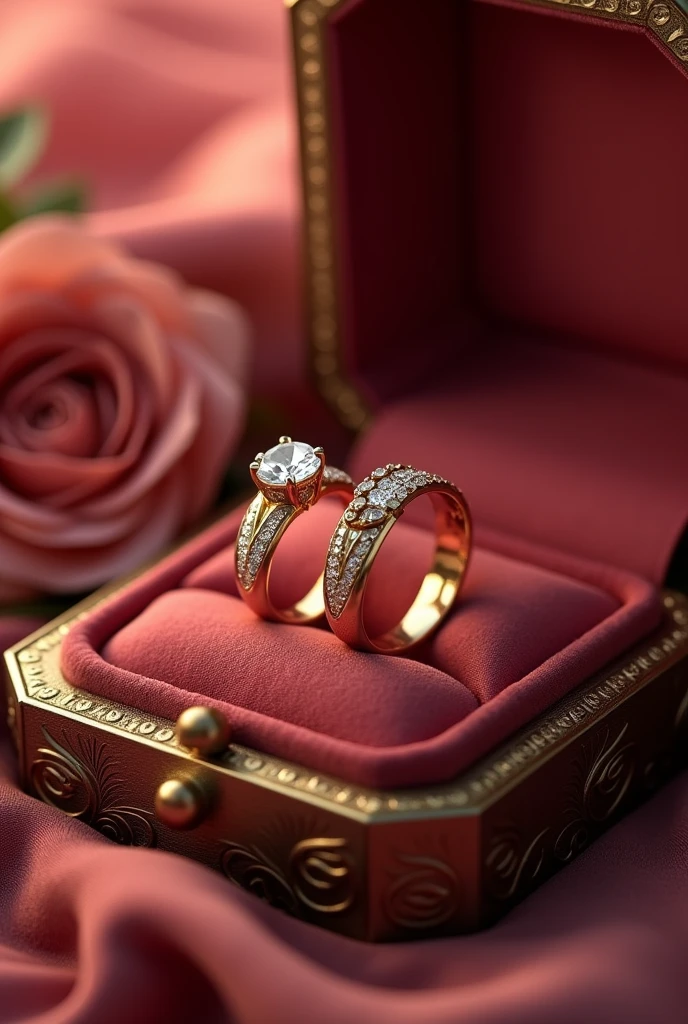 Wedding rings in a gift box