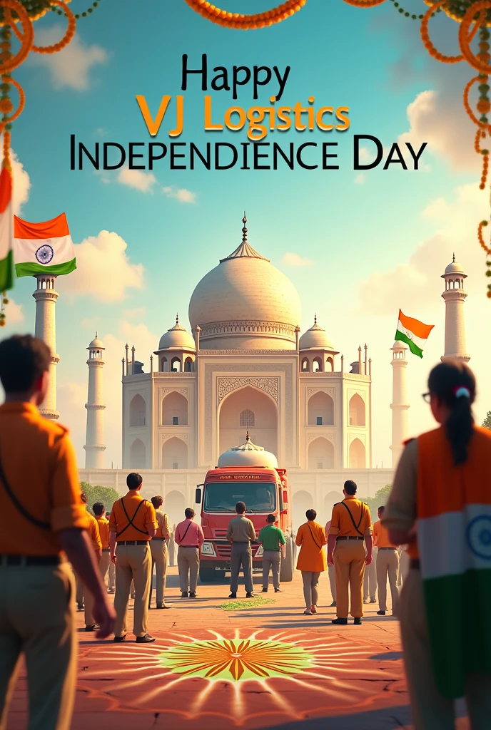 Happy independence day India with Name of VJ logistics