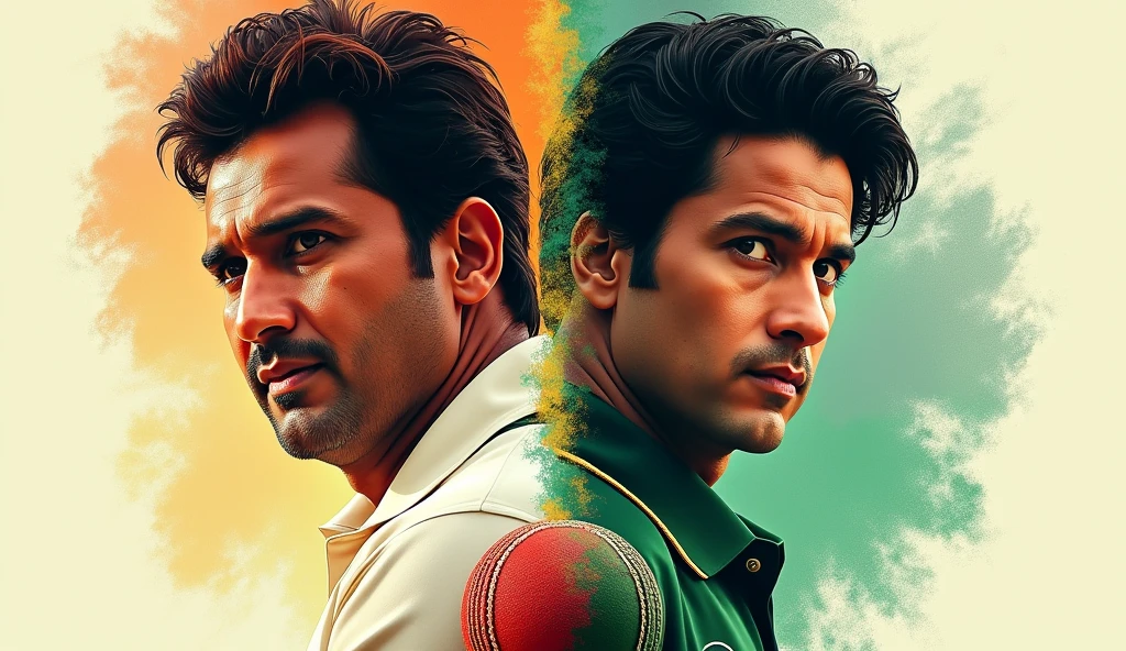 **"Create a dynamic thumbnail featuring split images of Sachin Tendulkar and Imran Khan. Position them prominently with a cricket ball or bat in the center. Use a background that subtly blends the colors of the Indian and Pakistani flags to highlight the historic significance."**