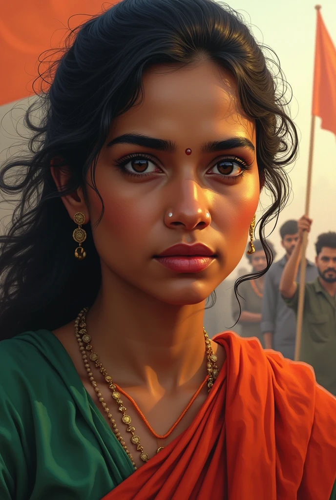 Create a creative, realistic, magnificent and colored image of Kalpana Dutta, a freedom fighter