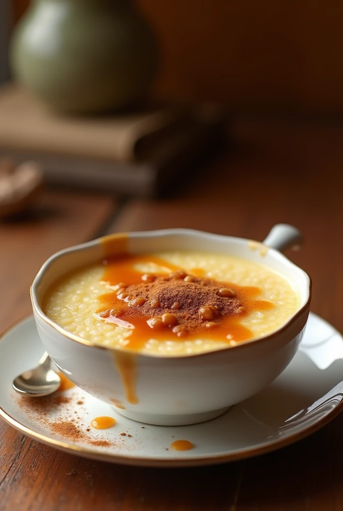 Make me an image promoting a rice pudding dessert $7000 Colombians
