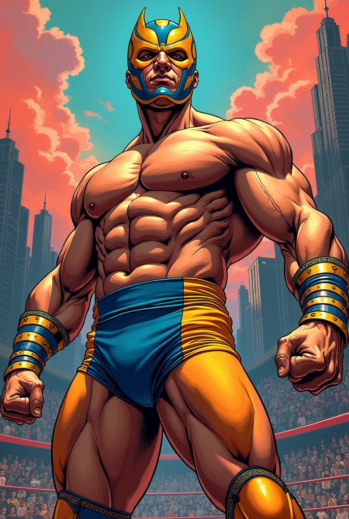Draw Kinniku Suguru in an American comic style.
He's not Kinniku Suguru without his mask, you know.