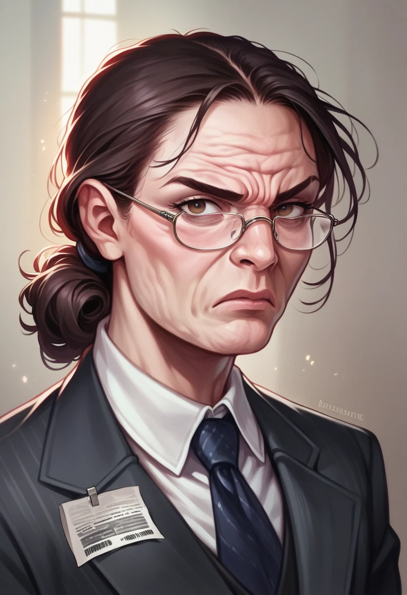 J Jonah Jameson, detailed portrait, angry expression, graying hair, wrinkles, glasses, suit, newspaper editor, dramatic lighting, photorealistic, highly detailed, cinematic, digital painting