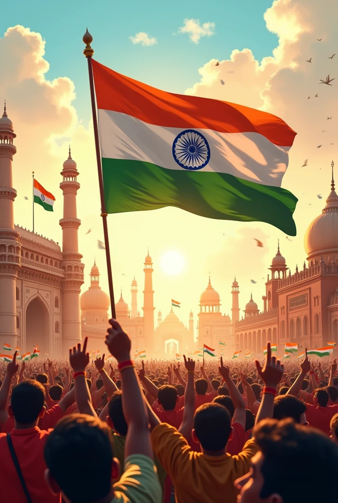 Creat tha image for independence day 15 august with India flag 
