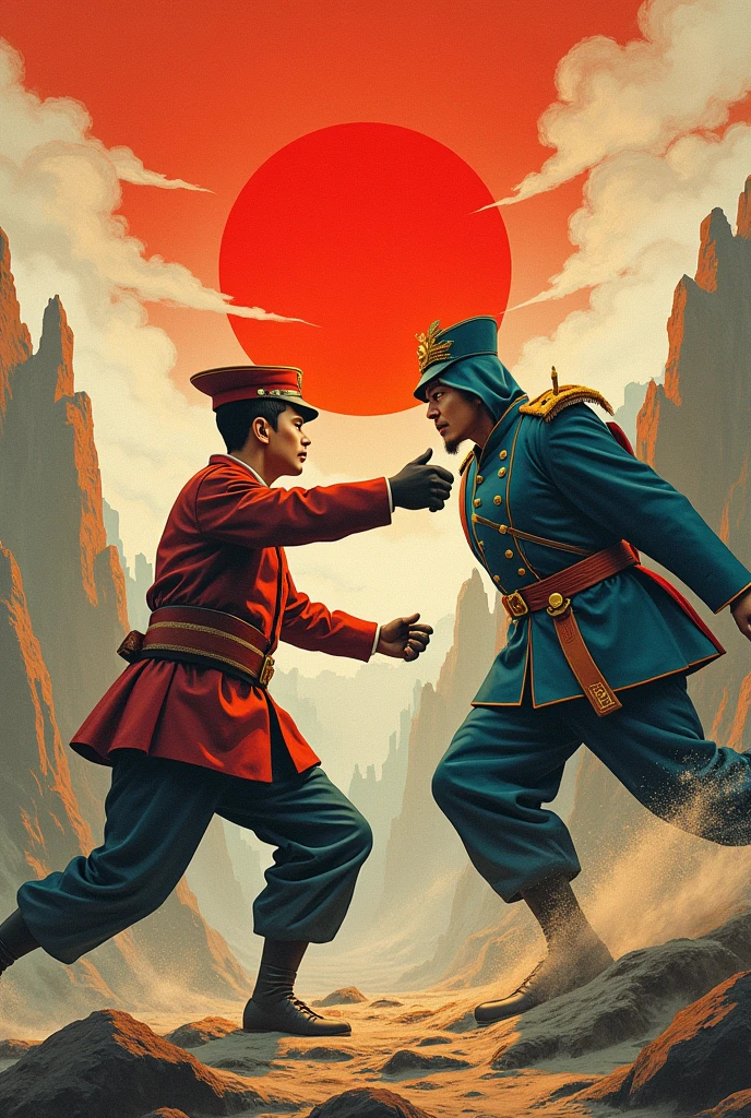 Japan surrendered, flat, surreal, Chinese poster, time interval，1080P