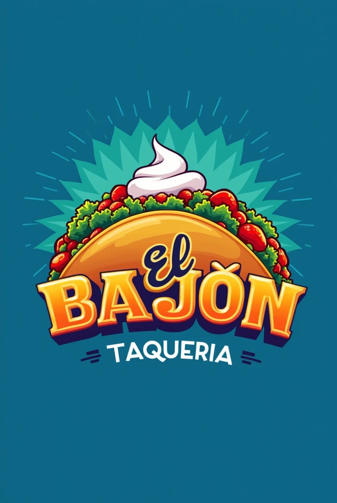 Logo for a taqueria called El Bajón with a blue background