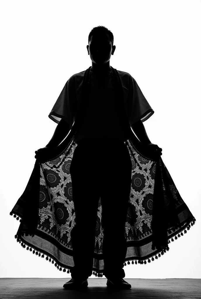 Silhouette of the Nicaraguan folk costume but the folk costume open and in black and white SILUETAAAA
