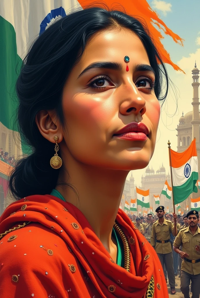 Patriotic, colorful and realistic images of Kalpana dutta a freedom fighter 