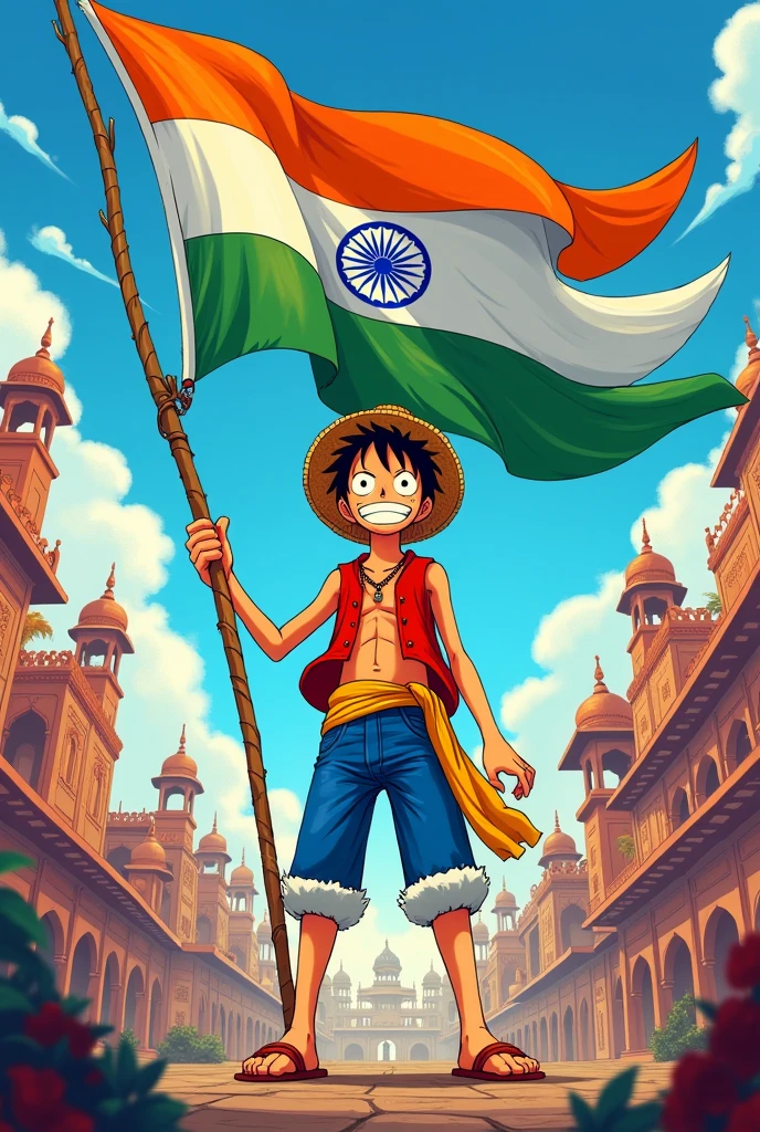 Luffy india flag more

